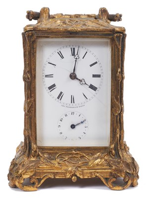 Lot 601 - Good quality Victorian Charles Frodsham alarm carriage clock in ornate gilt brass case