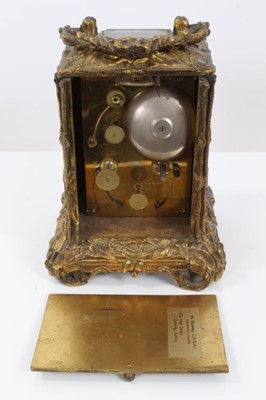 Lot 601 - Good quality Victorian Charles Frodsham alarm carriage clock in ornate gilt brass case
