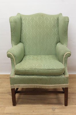 Lot 1415 - 19th century wing armchair on square legs