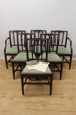 Lot 1414 - Set of six 19th century mahogany dining chairs with shaped splats