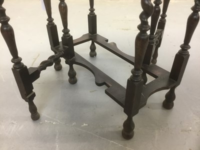 Lot 1514 - Early 20th century carved oak spider gateleg table, with square hinged top on barley twist understructure, 62 x 52cm