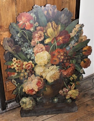 Lot 1515 - Early 20th century painted dummy board, in the form of a vase of flowers, 104cm high