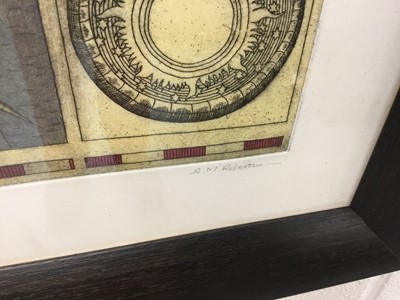 Lot 1596 - Murray Robertson (1961) signed limited edition etching - Navigator's Dream, 6/20, in glazed frame, 71cm x 96cm  
NB: Robertson is a member of the Glasgow Print Studio