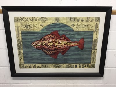 Lot 1598 - Murray Robertson (1961) signed limited edition etching - Flat Earth Theory No. 2: Natural Resources, 6/20, in glazed frame, 71cm x 101cm 
NB: Robertson is a member of the Glasgow Print Studio