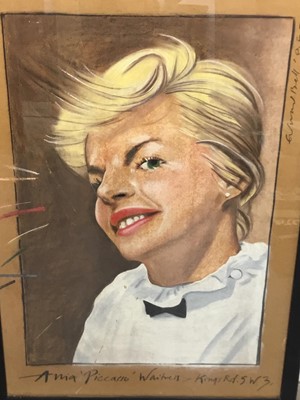 Lot 1619 - 1980s English School pastel portrait - "Anna 'Picasso' Waitress, Kings Road S.W.3, indistinctly signed Bell and dated '85, in glazed frame, 105cm x 74cm