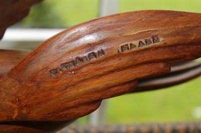 Lot 1567 - Pitcairn Island carved wooden bird figure, stamped Made by Christy Warren, Pitcairn Island, 42cm long