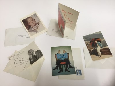 Lot 1580 - Noel Coward Christmas card, signed 'Happy Christmas from Noel 1971', in envelope addressed to William Duffy, together with four further Noel Coward Christmas cards (unsigned) in envelopes addressed...