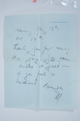 Lot 1582 - Two page informal letter from Marlene Dietrich to Noel Coward 'Dearest, I am coming to London May 12 - would love to see the play or plays, whatever is on....thank ya for seeing the guy, you can ma...