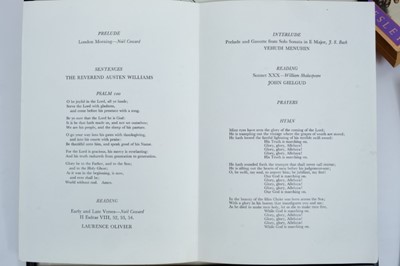 Lot 1583 - Noel Coward ephemera, to include a signed photograph, dated 1966, Noel Coward funeral order of service (with readings from Lawrence Olivier and John Gielgud, interlude performance by Yehudi Menuhin...