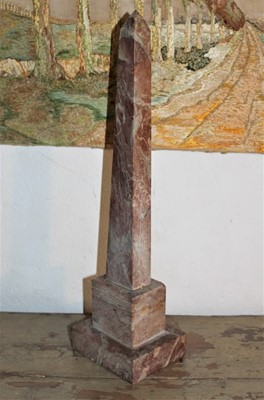 Lot 1648 - Antique rouge marble obelisk of typical form, 50cm high