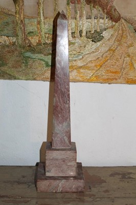 Lot 1648 - Antique rouge marble obelisk of typical form, 50cm high