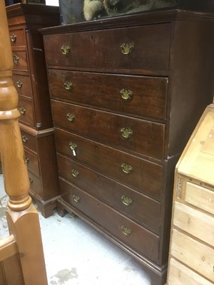 Lot 1671 - George III oak tall chest of six long drawers, on bracket feet, 110cm wide x 61cm deep x 148cm high