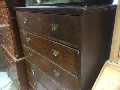Lot 1671 - George III oak tall chest of six long drawers, on bracket feet, 110cm wide x 61cm deep x 148cm high