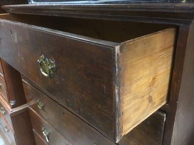 Lot 1671 - George III oak tall chest of six long drawers, on bracket feet, 110cm wide x 61cm deep x 148cm high