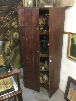 Lot 1680 - Antique painted pine standing corner cupboard enclosed by two plank doors, 85cm wide x 48cm deep x 183cm high