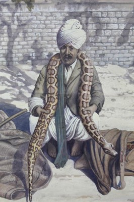 Lot 1687 - Ernest Vincent Snake charmer gouache