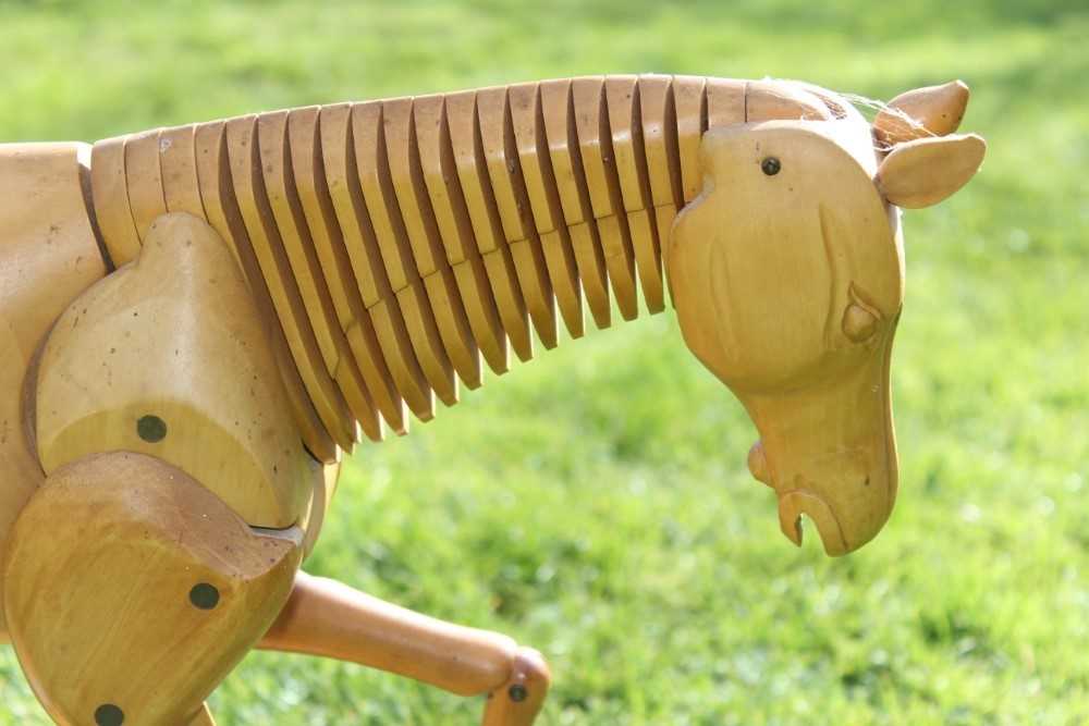 Lot 1700 Artists articulated wooden model of a horse,