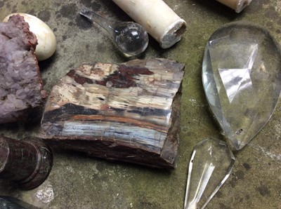 Lot 1712 - Collection of marble items including carved marble hand, pilasters, obelisk etc