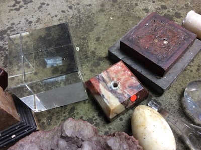 Lot 1712 - Collection of marble items including carved marble hand, pilasters, obelisk etc