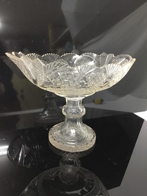 Lot 126 - Good quality 19th century cut glass pedestal bowl with hollow stem, 21cm high