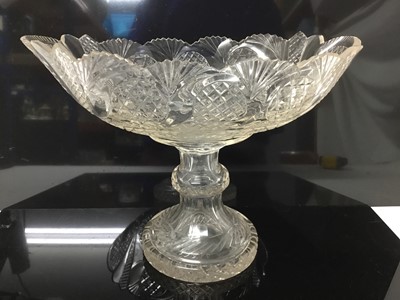 Lot 126 - Good quality 19th century cut glass pedestal bowl with hollow stem, 21cm high