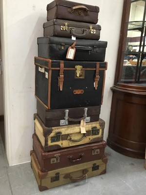 Lot 127 - Collection of eight early to mid 20th century suitcases or various forms