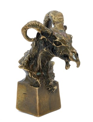 Lot 1808 - Manner of H. R. Giger (1940-2014) bronze of a horned demon, unsigned, 9cm high