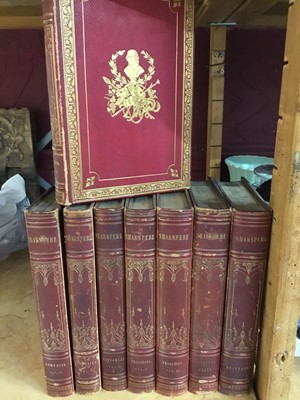 Lot 330 - Shakespeare, eight 19th century volumes, Comedies etc, in good decorative red and gilt tooled leather bindings