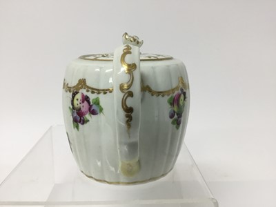 Lot 142 - A Worcester teapot and cover, circa 1775, a Worcester bowl, a Worcester Queen Charlotte pattern jug and two bowls