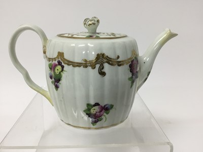 Lot 142 - A Worcester teapot and cover, circa 1775, a Worcester bowl, a Worcester Queen Charlotte pattern jug and two bowls