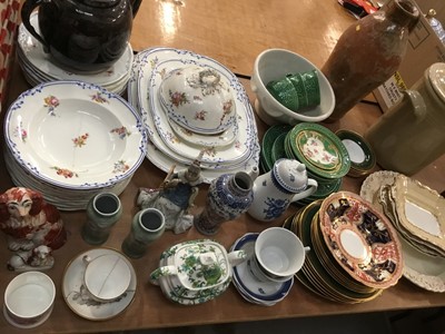 Lot 237 - Mixed group of 19th century and later ceramics including a part dinner service, art pottery, Staffordshire pottery and other decorative pieces (qty)c