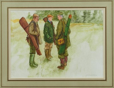 Lot 1032 - Henry Koehler oil on paper, Loaders chatting