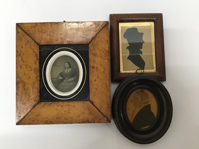 Lot 246 - Three 19th century miniatures, one in burr maple frame