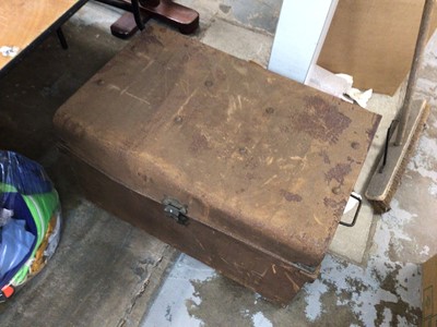 Lot 2468 - Two Second World War wooden boxes together with a tin trunk (rusty)