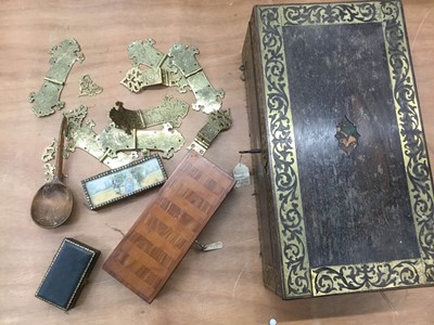 Lot 249 - Miscellaneous items including Regency brass bound rosewood writing slope, boxes, fine quality furniture mounts
