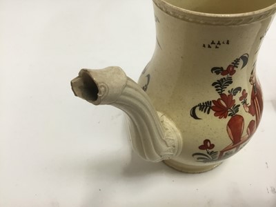 Lot 268 - 18th century creamware coffee pot, 18th century blue and white tankard