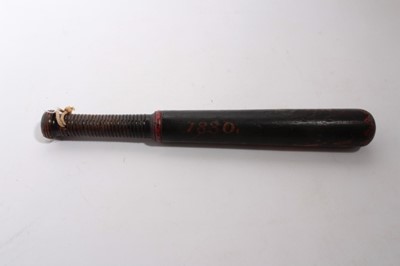 Lot 861 - William IV Bucks Police Truncheon with painted decoration, dated 1830, with ribbed grip, 46.5cm in overall length