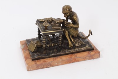 Lot 858 - After Anton Louis Barye: bronze figure of a monkey studying