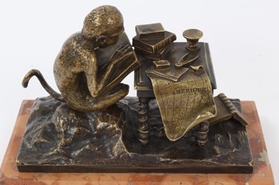 Lot 858 - After Anton Louis Barye: bronze figure of a monkey studying