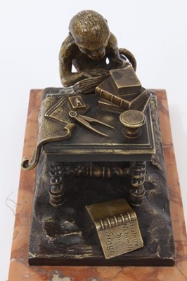 Lot 858 - After Anton Louis Barye: bronze figure of a monkey studying