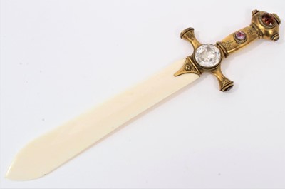 Lot 753 - Late 19th/early 20th century Continental ivory and jewelled paper knife