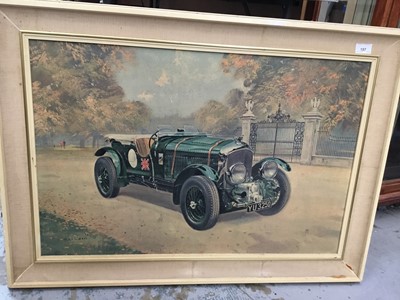Lot 197 - Large framed print of a Vintage Bentley 65 x 90 cm overall