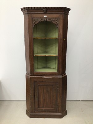 Lot 106 - Antique grained pine two height corner cupboard