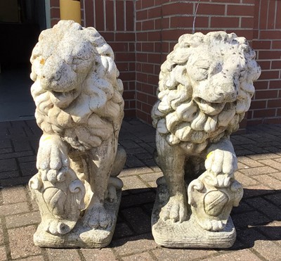 Lot 2 - Pair of concrete lions