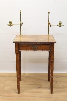 Lot 1485 - Regency simulated bamboo side table with brass candle holders