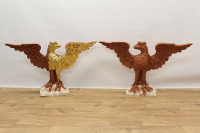 Lot 1372 - Pair of carved wood eagles/table bases