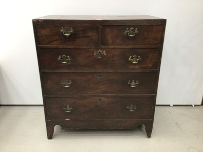Lot 108 - Early 19th century pine chest of two short and three long drawers