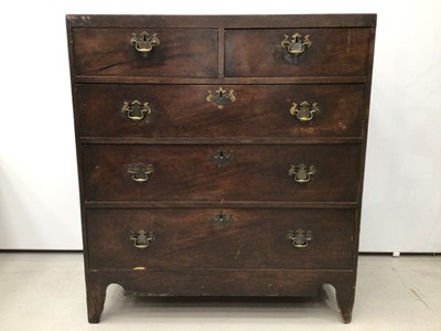 Lot 108 - Early 19th century pine chest of two short and three long drawers