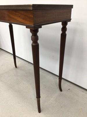 Lot 111 - Georgian style mahogany side table on reeded splayed legs