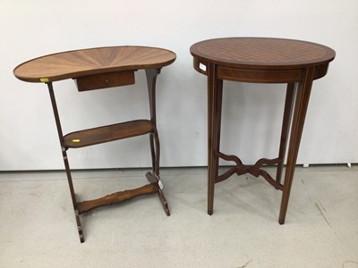 Lot 119 - French parquetry sewing table and Edwardian parquetry side table